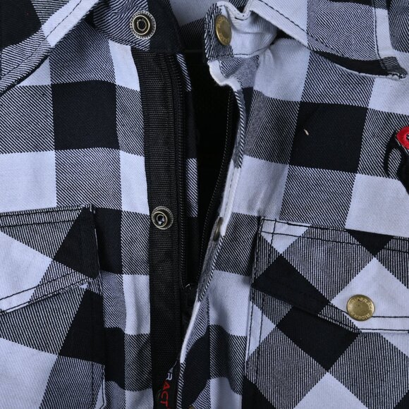 RIDERACT® Men Motorcycle Shirt Black And White Checked Shirt Bike Riding Shirt